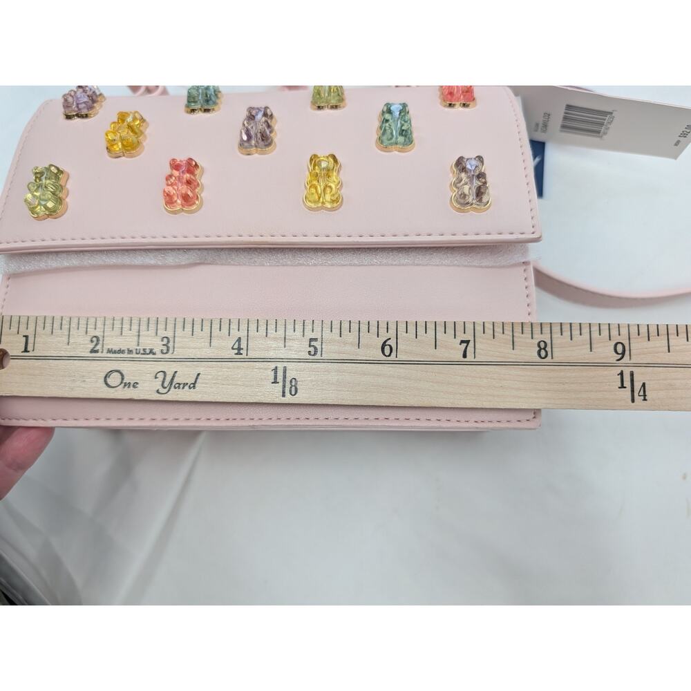 NWT Betsey Johnson Pink Gummy Bear Crossbody/ Purple Glitter Bear Charm Quirky - Picture 6 of 8